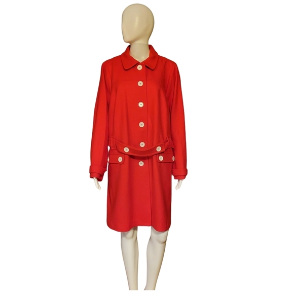 Modcloth Red Mod Belted Car Coat NWT - Picture 2 of 16